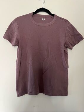 Uniqlo Womens Mauve Purple 100% Cotton T Shirt Large Minimalist Capsule